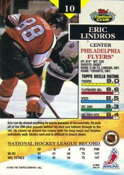 1993-94 Stadium Club #10 Eric Lindros Back