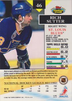 1993-94 Stadium Club #46 Rich Sutter Back