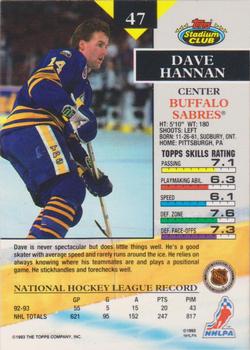 1993-94 Stadium Club #47 Dave Hannan Back