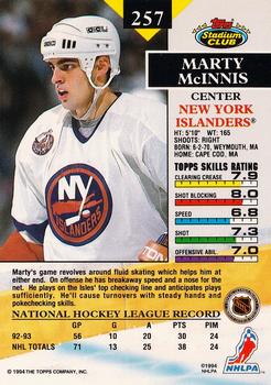 1993-94 Stadium Club #257 Marty McInnis Back