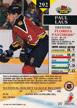1993-94 Stadium Club #292 Paul Laus Back
