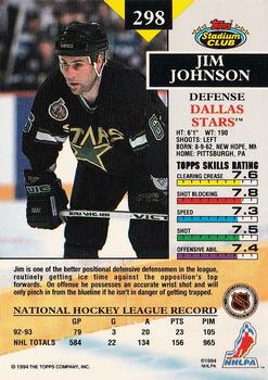 1993-94 Stadium Club #298 Jim Johnson Back