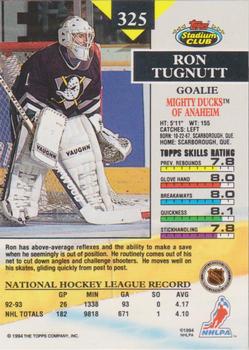 1993-94 Stadium Club #325 Ron Tugnutt Back