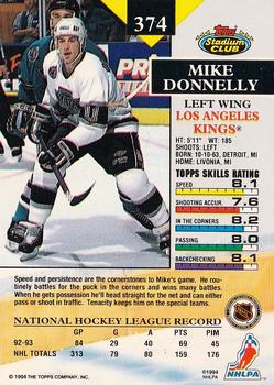 1993-94 Stadium Club #374 Mike Donnelly Back