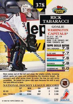 1993-94 Stadium Club #378 Rick Tabaracci Back