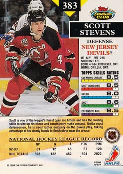 1993-94 Stadium Club #383 Scott Stevens Back