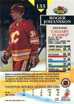 1993-94 Stadium Club #133 Roger Johansson Back
