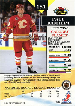 1993-94 Stadium Club #151 Paul Ranheim Back