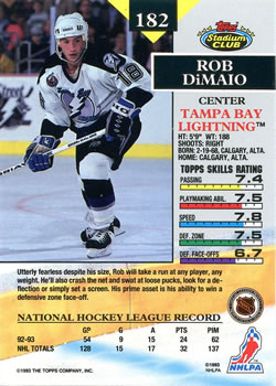 1993-94 Stadium Club #182 Rob DiMaio Back
