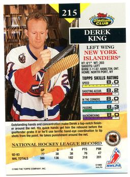 1993-94 Stadium Club #215 Derek King Back