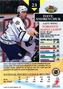1993-94 Stadium Club #23 Dave Andreychuk Back