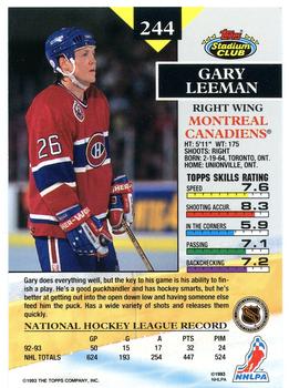 1993-94 Stadium Club #244 Gary Leeman Back