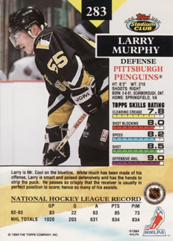 1993-94 Stadium Club #283 Larry Murphy Back