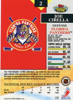 1993-94 Stadium Club #2 Joe Cirella Back