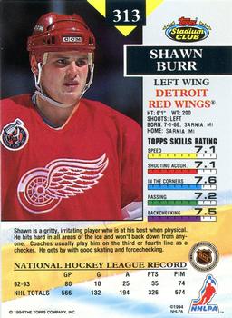 1993-94 Stadium Club #313 Shawn Burr Back