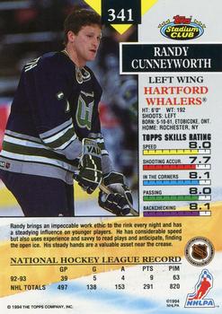 1993-94 Stadium Club #341 Randy Cunneyworth Back