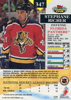 1993-94 Stadium Club #347 Stephane Richer Back