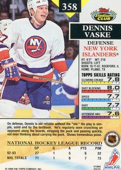 1993-94 Stadium Club #358 Dennis Vaske Back