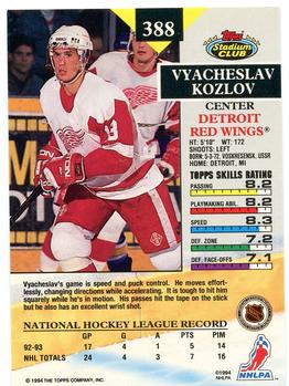 1993-94 Stadium Club #388 Vyacheslav Kozlov Back