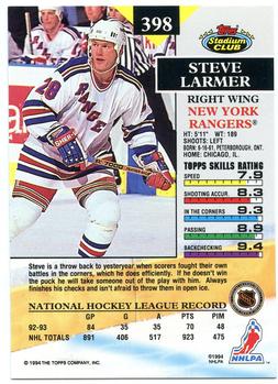 1993-94 Stadium Club #398 Steve Larmer Back
