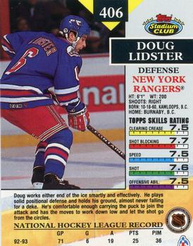 1993-94 Stadium Club #406 Doug Lidster Back