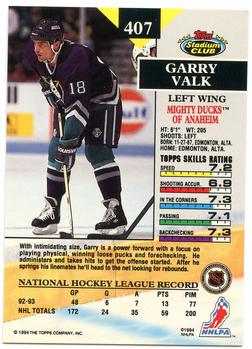 1993-94 Stadium Club #407 Garry Valk Back
