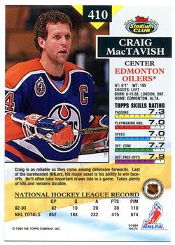 1993-94 Stadium Club #410 Craig MacTavish Back