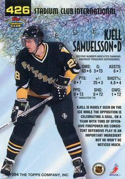 1993-94 Stadium Club #426 Kjell Samuelsson Back