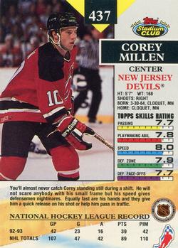 1993-94 Stadium Club #437 Corey Millen Back