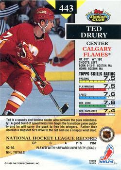 1993-94 Stadium Club #443 Ted Drury Back