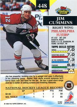 1993-94 Stadium Club #448 Jim Cummins Back