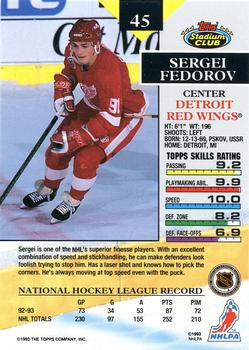 1993-94 Stadium Club #45 Sergei Fedorov Back