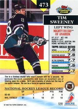 1993-94 Stadium Club #473 Tim Sweeney Back