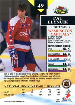 1993-94 Stadium Club #49 Pat Elynuik Back