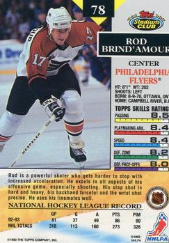 1993-94 Stadium Club #78 Rod Brind'Amour Back