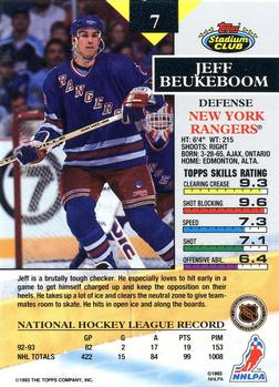 1993-94 Stadium Club #7 Jeff Beukeboom Back