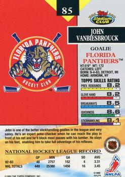 1993-94 Stadium Club #85 John Vanbiesbrouck Back