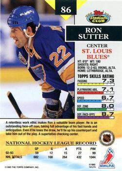 1993-94 Stadium Club #86 Ron Sutter Back