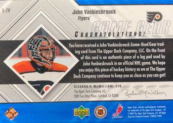 2000-01 Upper Deck Black Diamond - Game Gear #L-JV John Vanbiesbrouck Back
