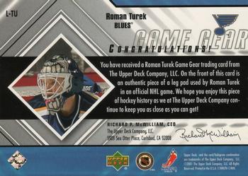 2000-01 Upper Deck Black Diamond - Game Gear #L-TU Roman Turek Back
