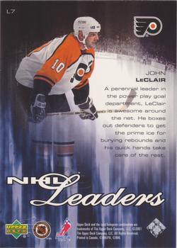 2000-01 Upper Deck Heroes - NHL Leaders #L7 John LeClair Back