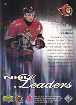 2000-01 Upper Deck Heroes - NHL Leaders #L6 Alexei Yashin Back
