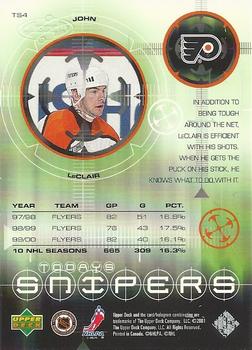 2000-01 Upper Deck Heroes - Today's Snipers #TS4 John LeClair Back