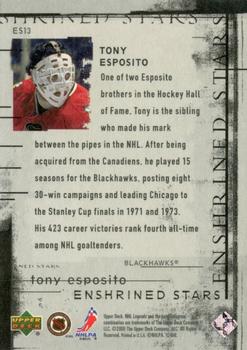 2000-01 Upper Deck Legends - Enshrined Stars #ES13 Tony Esposito Back