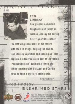2000-01 Upper Deck Legends - Enshrined Stars #ES15 Ted Lindsay Back