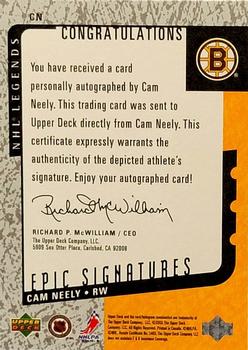 2000-01 Upper Deck Legends - Epic Signatures #CN Cam Neely Back