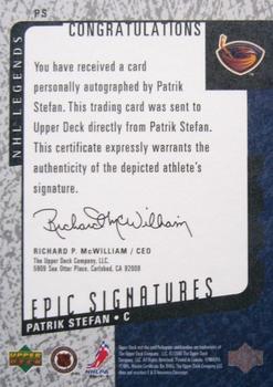 2000-01 Upper Deck Legends - Epic Signatures #PS Patrik Stefan Back