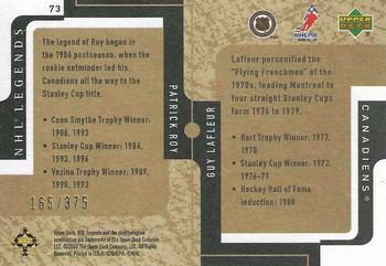 2000-01 Upper Deck Legends - Legendary Collection Gold #73 Guy Lafleur / Patrick Roy Back