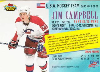 1993-94 Stadium Club - Team USA #2 Jim Campbell Back