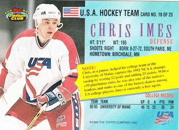 1993-94 Stadium Club - Team USA #10 Chris Imes Back